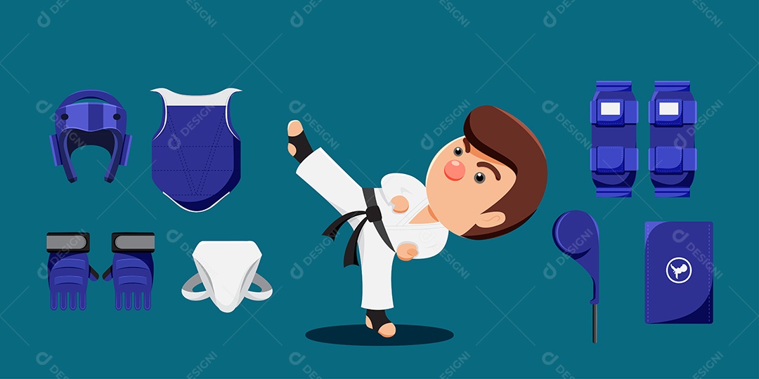 Lutador de Karatê Ilustração Vetor EPS