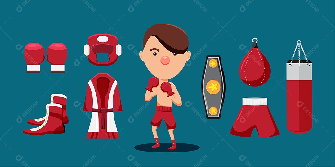 Lutador de Boxe Ilustração Vetor EPS