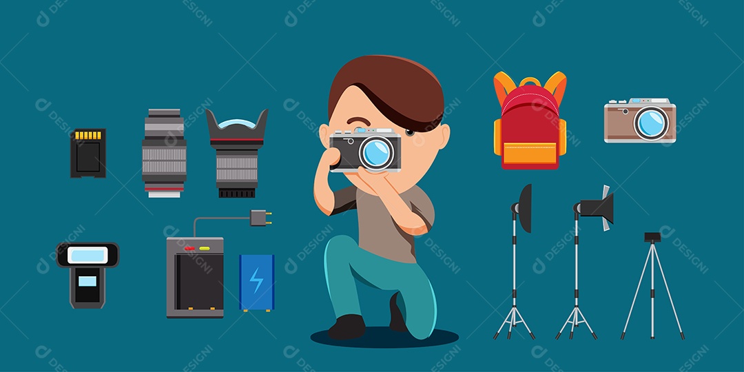 Fotografo Ilustração Vetor EPS