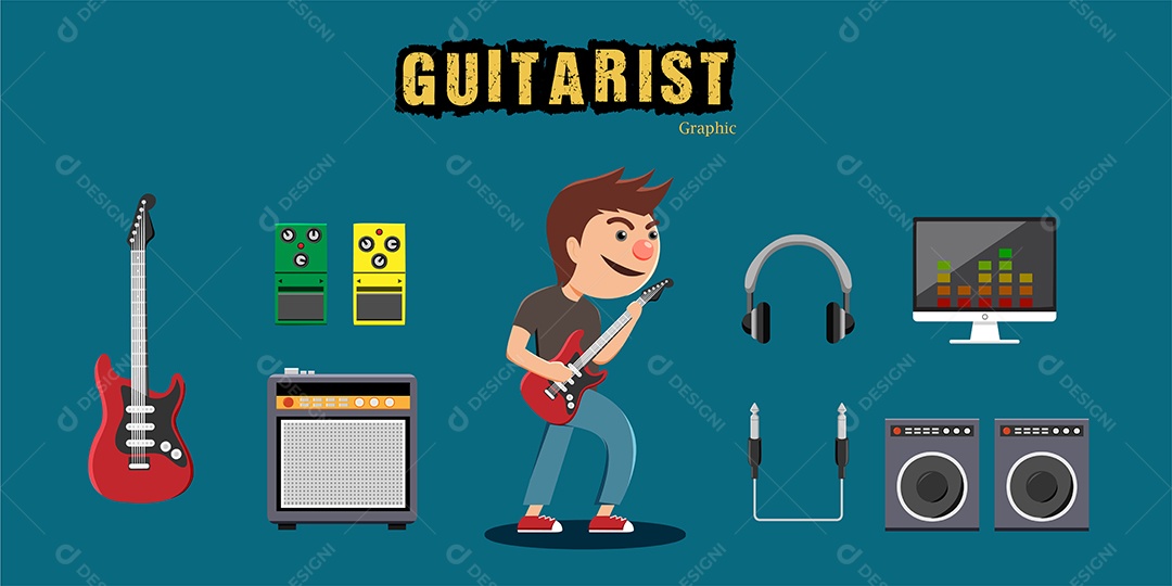 Guitarrista Ilustração Vetor EPS