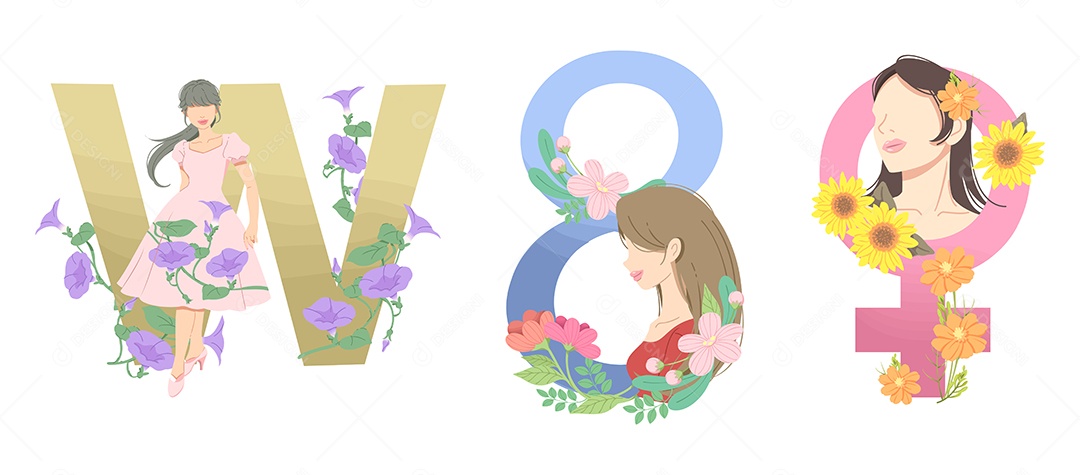 Ilustração do Dia Internacional da Mulher Vetor EPS