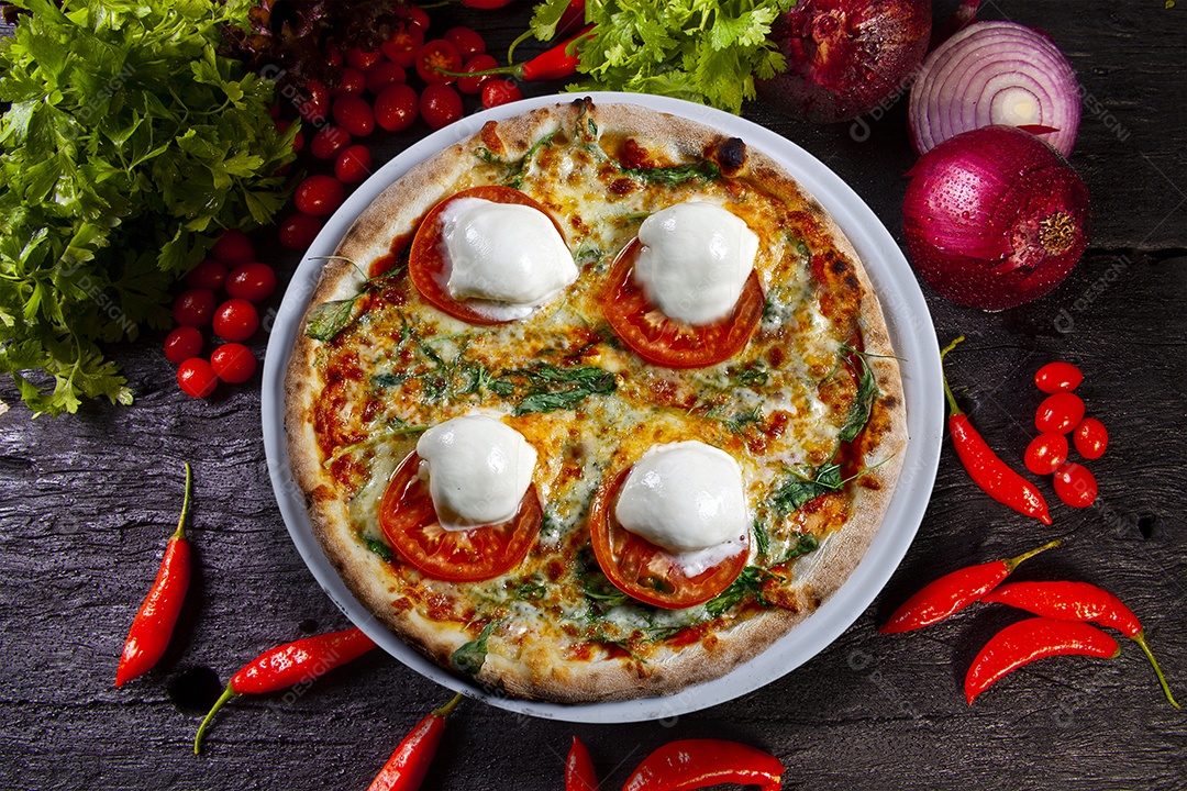 Pizza com queijo burrata