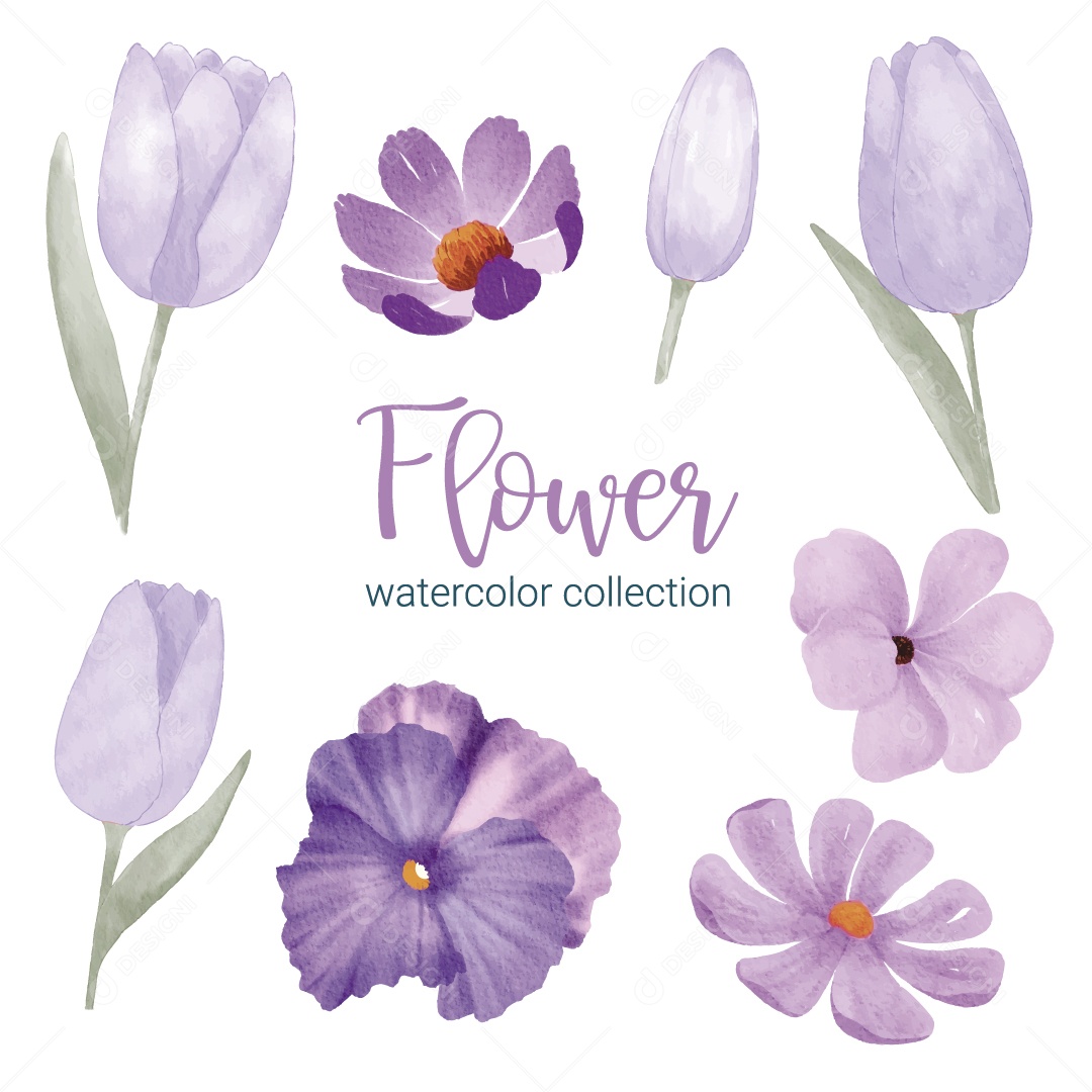 Lindo buquê de flores em Aquarela Vetor EPS