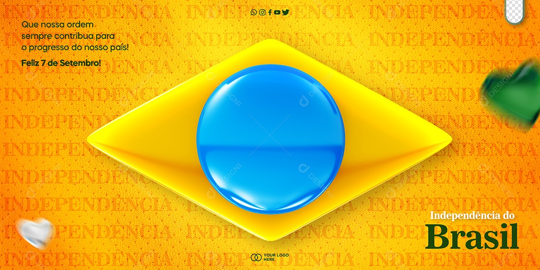 Social Media Banner Progresso Do Nosso País Independência Do Brasil PSD Editável