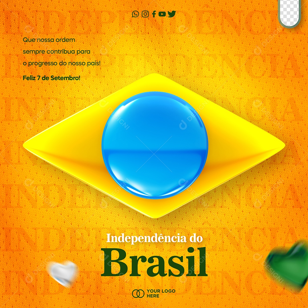 Social Media Feed Feliz 7 De Setembro Independência Do Brasil PSD Editável