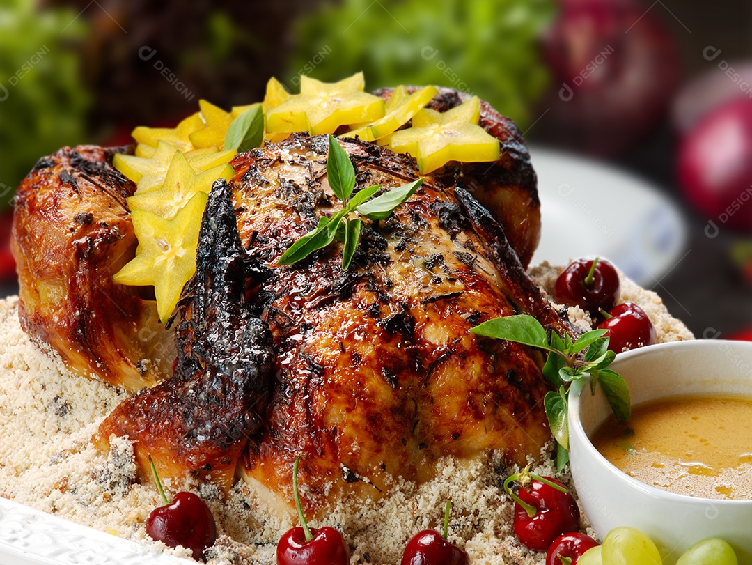 Frango assado com molho barbecue