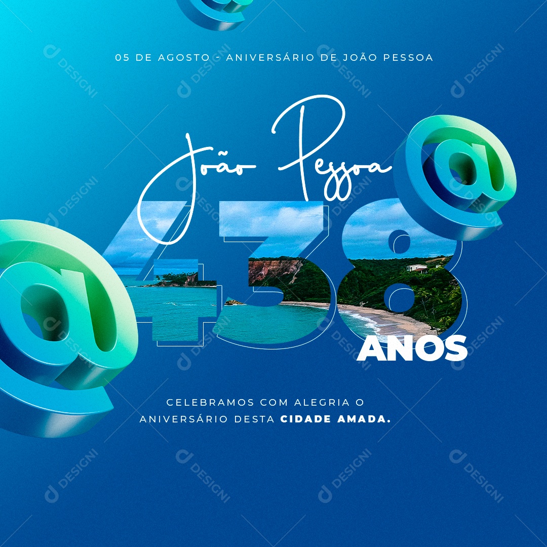 Aniversário de João Pessoa 438 Anos Parabéns Social Media PSD Editável