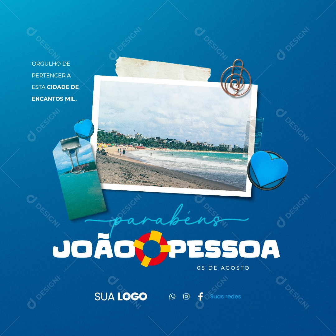 Parabéns João Pessoa 05 de Agosto Social Media PSD Editável