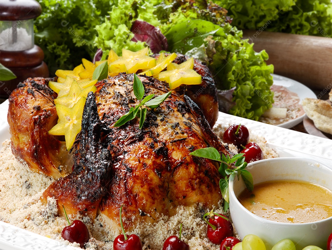 Frango assado suculento