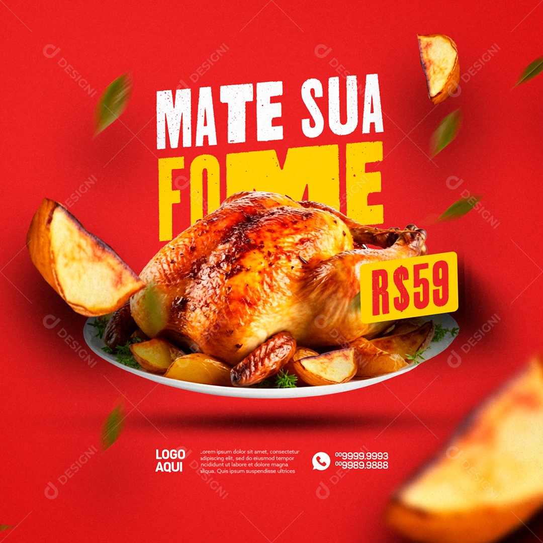 Churrascaria Frango Assado Mate Sua Fome 59,00 Social Media PSD Editável