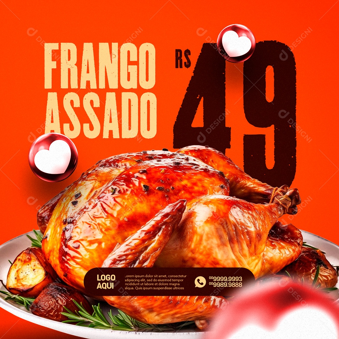 Churrascaria Frango Assado 49,00 Social Media PSD Editável