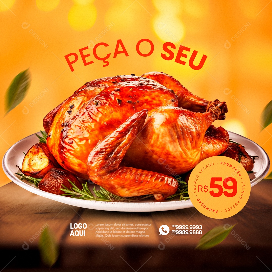 Churrascaria Frango Assado Peça o Seu 59,00 Social Media PSD Editável