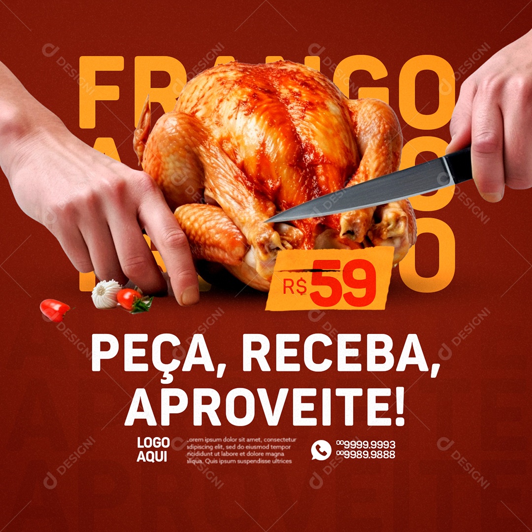 Churrascaria Frango Assado Peça Receba Aproveite Social Media PSD Editável