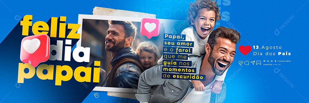 Feliz Dia Dos Pais Carrossel Papai Seu Amor é o Farol Social Media PSD Editável