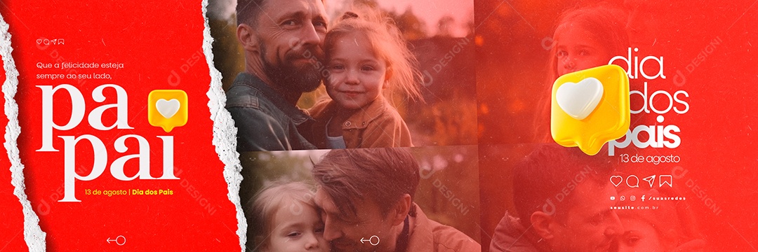 Dia Dos Pais Carrossel Que a Felicidade Esteja Sempre ao Seu Lado Social Media PSD Editável