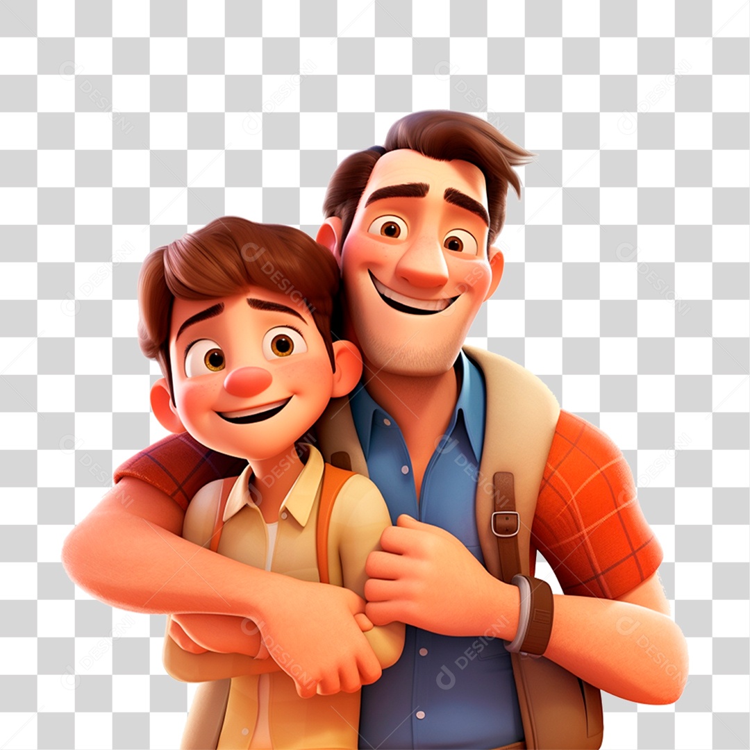 Pai e Filho Abraçados Sorrindo PNG Transparente