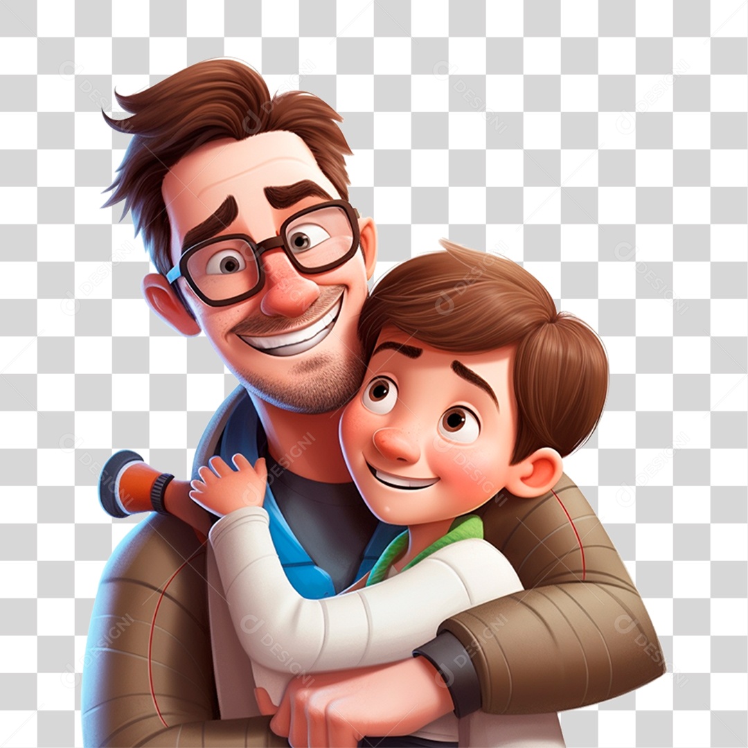 Pai e Filho Abraçados Sorrindo PNG Transparente