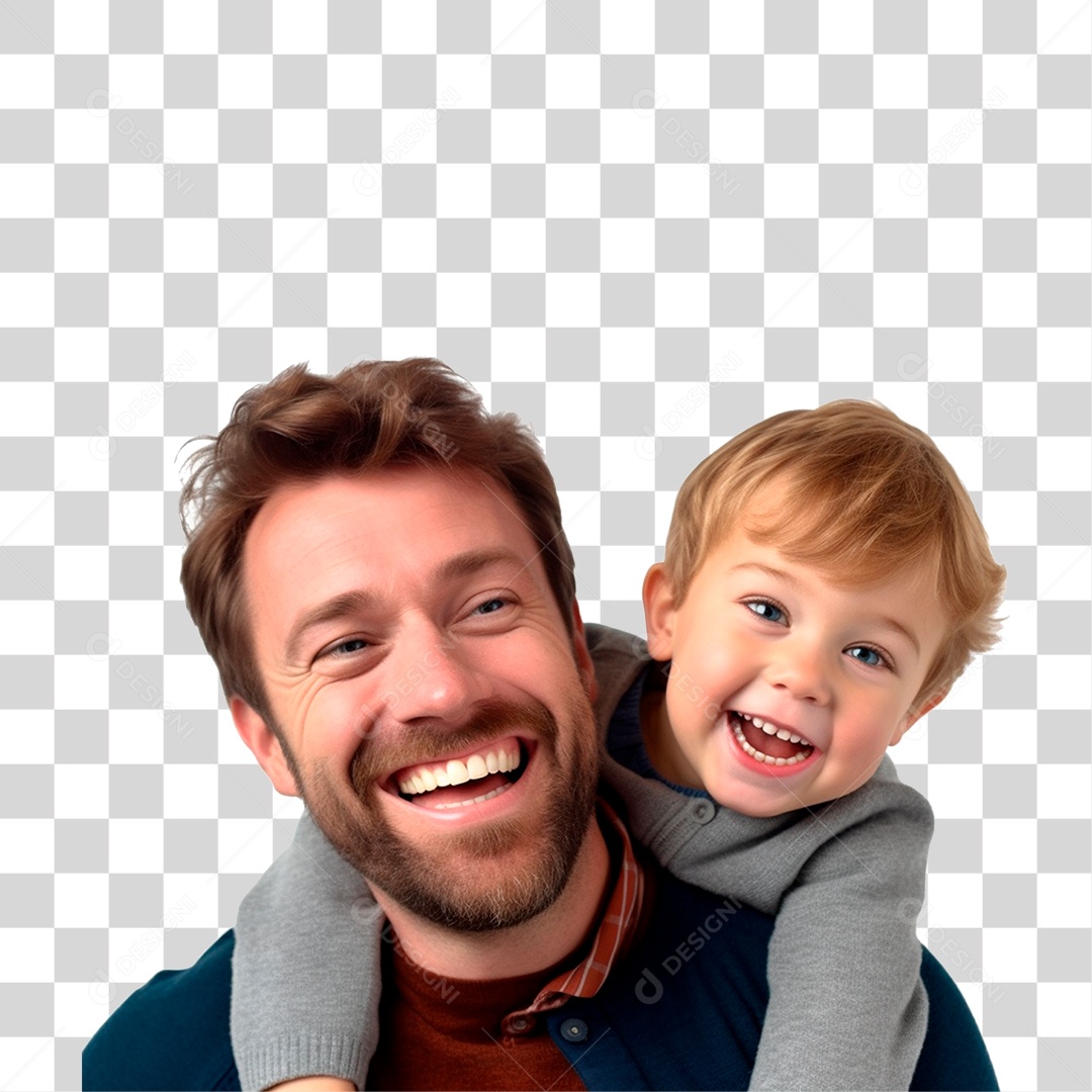 Pai e Filho Abraçados Sorrindo PNG Transparente