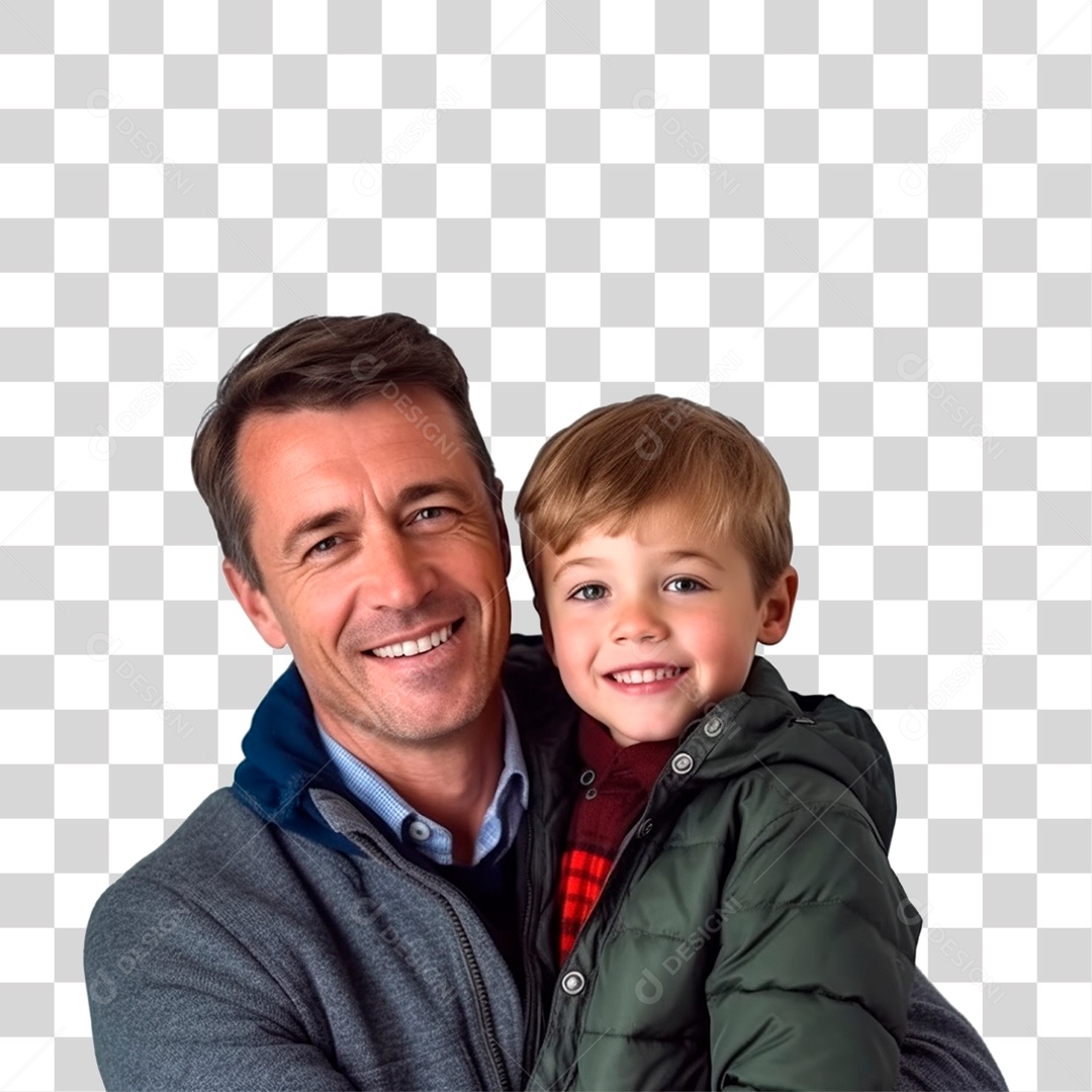 Pai e Filho Abraçados Sorrindo PNG Transparente