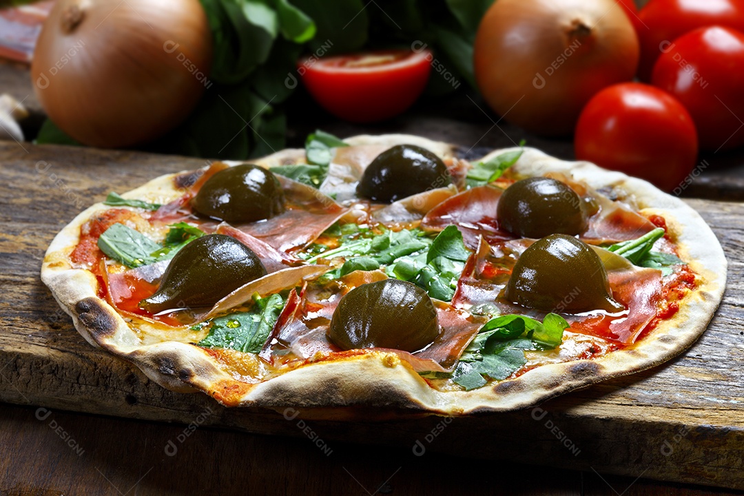 Pizza de presunto e figo