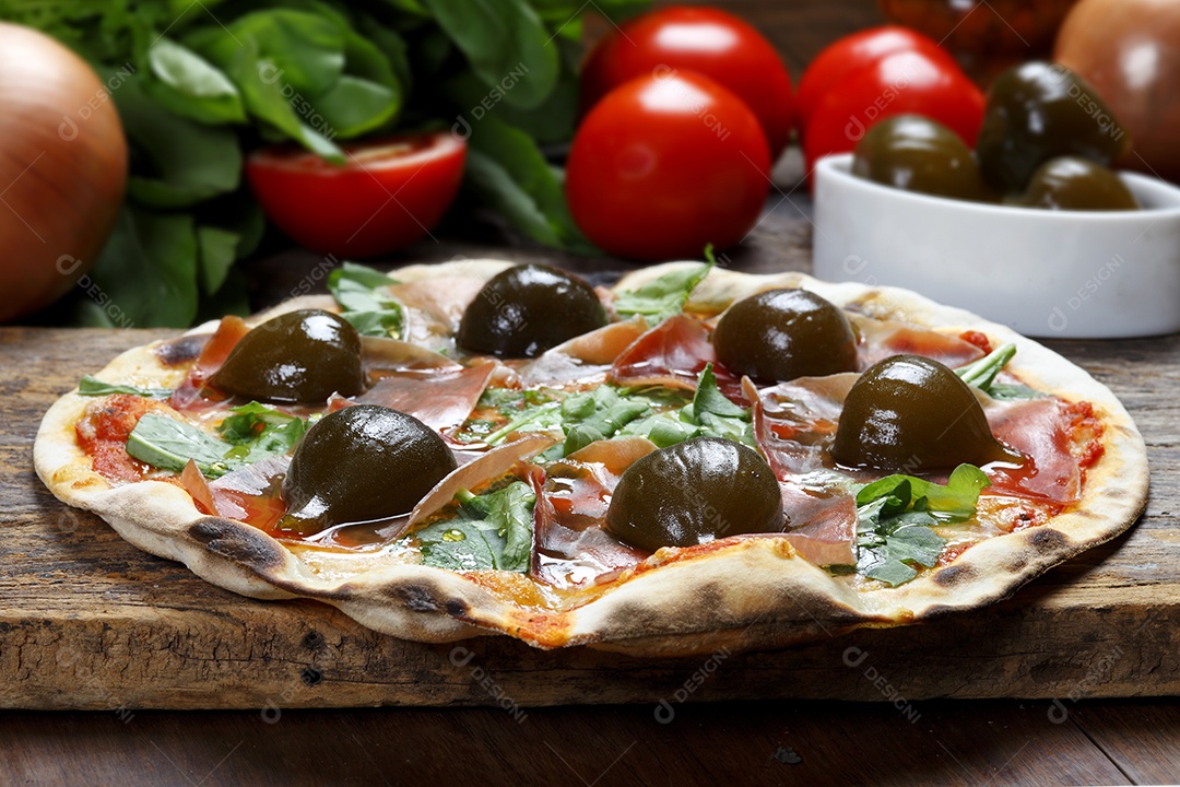 Pizza de presunto e figo