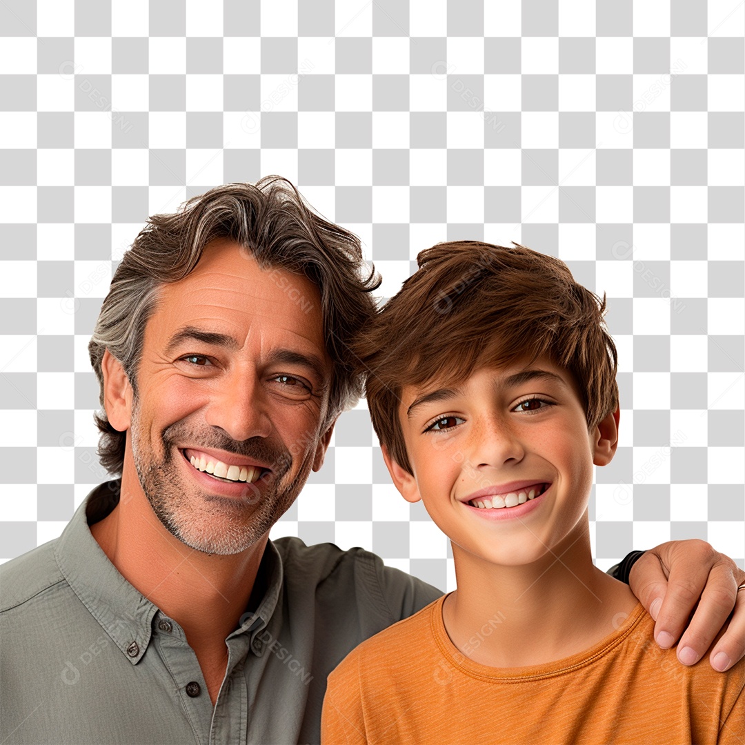 Pai e Filho Abraçados Sorrindo PNG Transparente