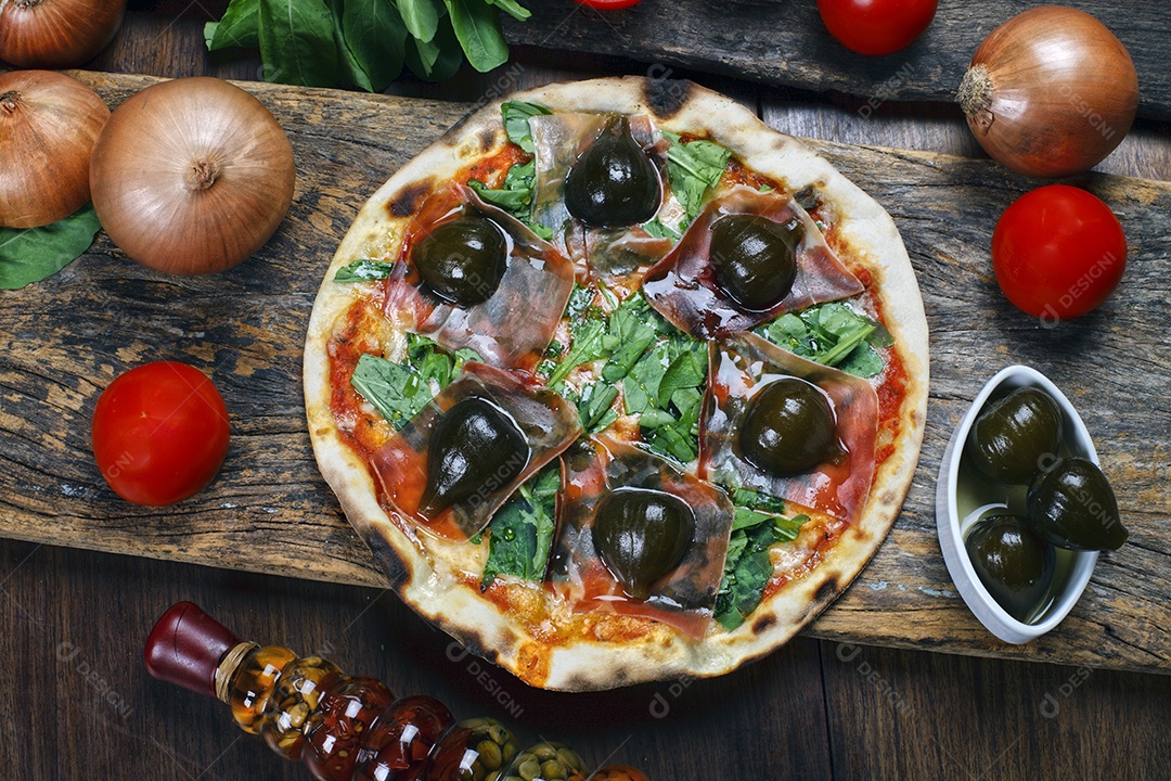 Pizza de presunto e figo