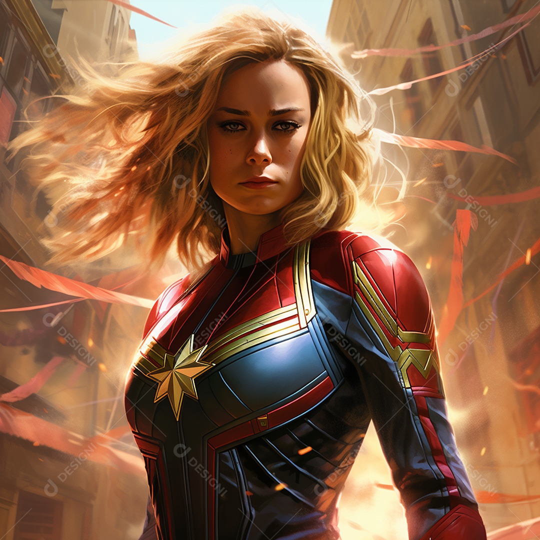 Linda mulher com fantasia de Capitã Marvel