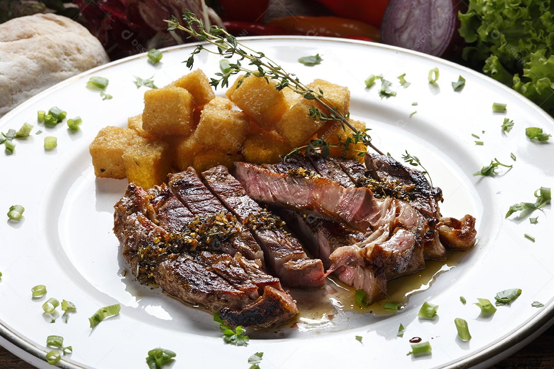 Bife com batatas fritas