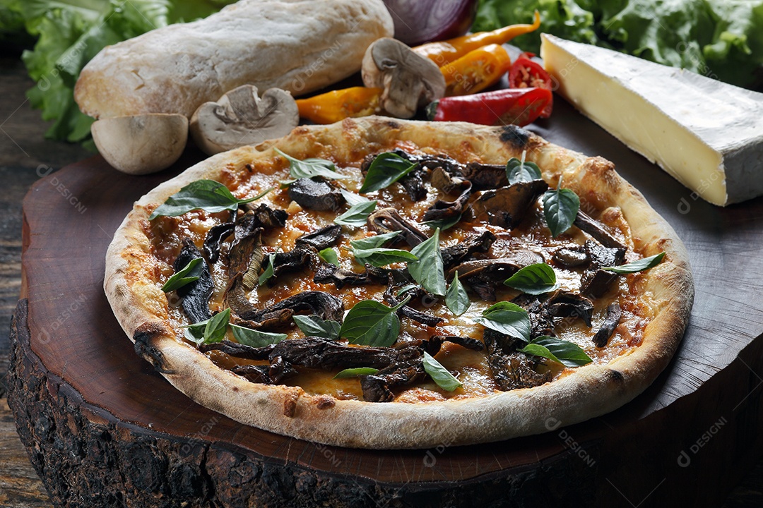 Deliciosa pizza de cogumelos