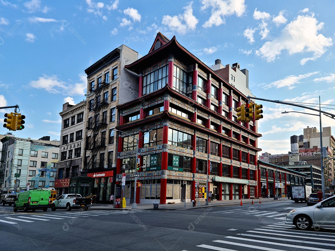 Ruas e prédios de Chinatown em bairro de Nova York