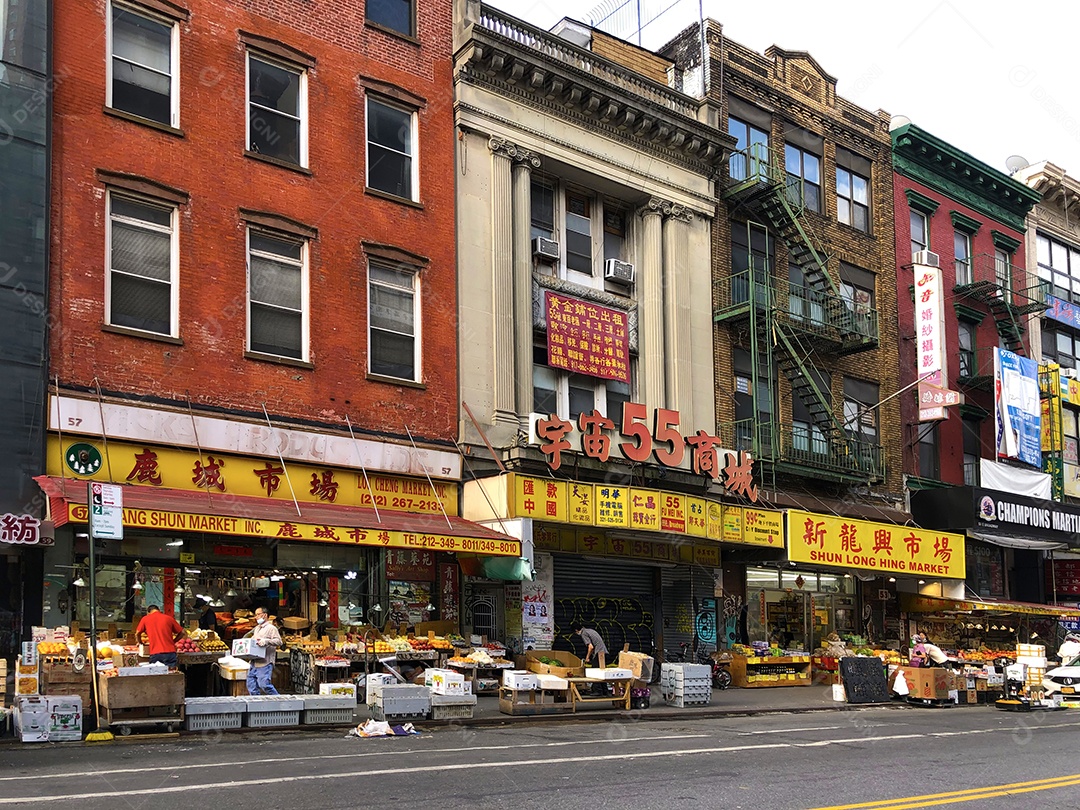 Ruas de Chinatown em bairro de Nova York