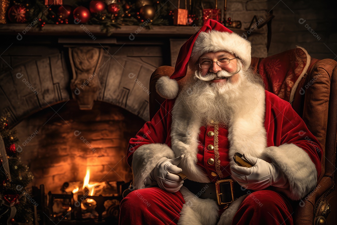 Um Papai Noel amigável sorrindo