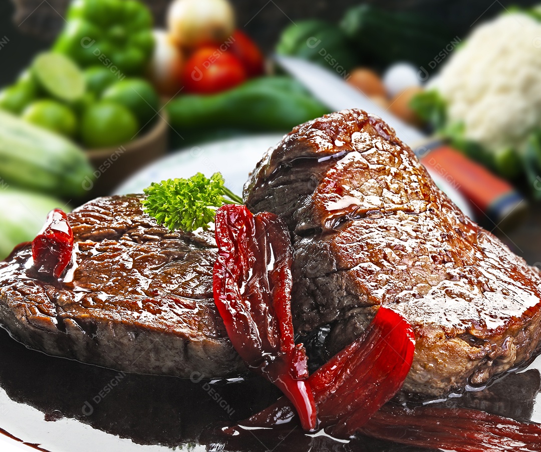 Filé mignon ao molho de vinho tinto