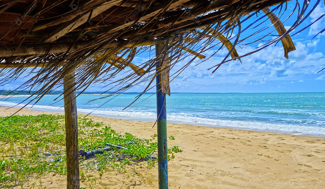 Casa de palha na beira da praia