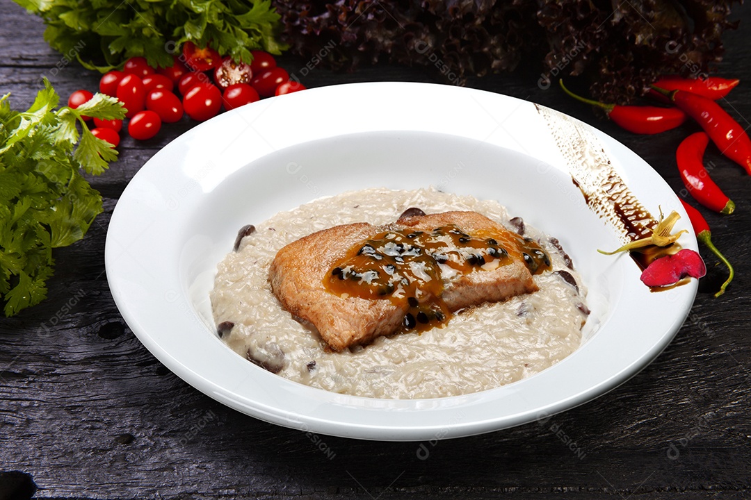 Risotto de salmão delicioso