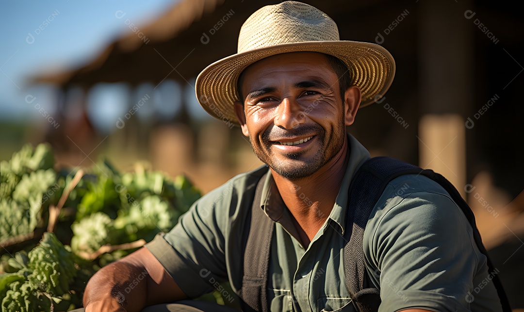Homem agricultor sorridente