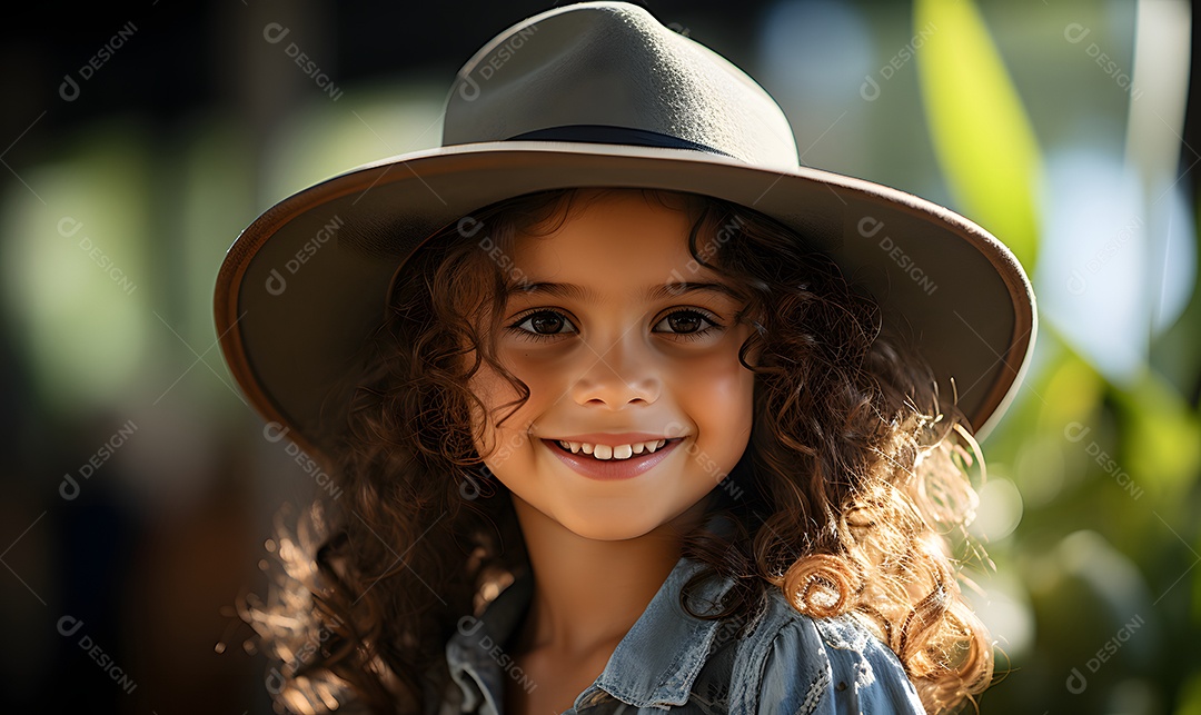 Linda garotinha de chapéu na fazenda