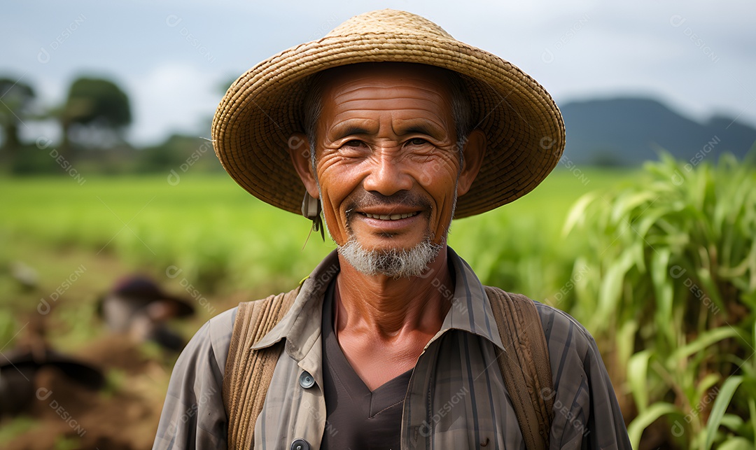 Homem agricultor na fazenda