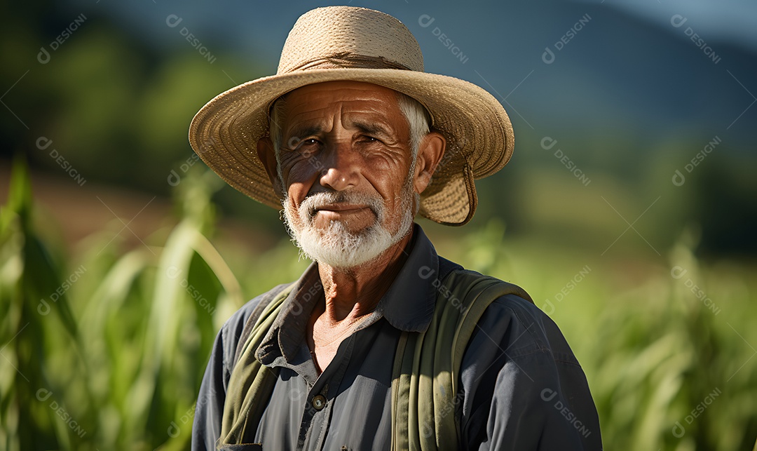 Homem agricultor na fazenda