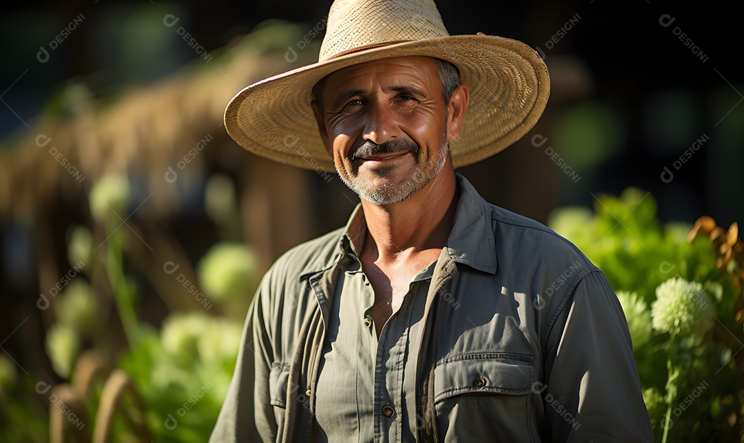 Homem agricultor na fazenda