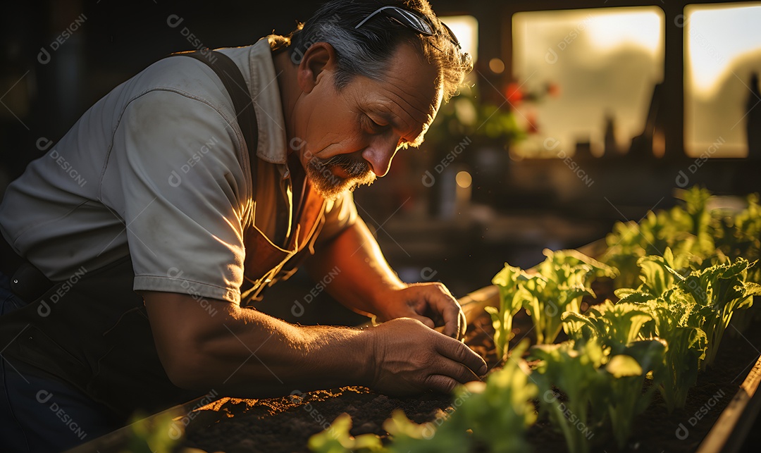 Homem agricultor na fazenda