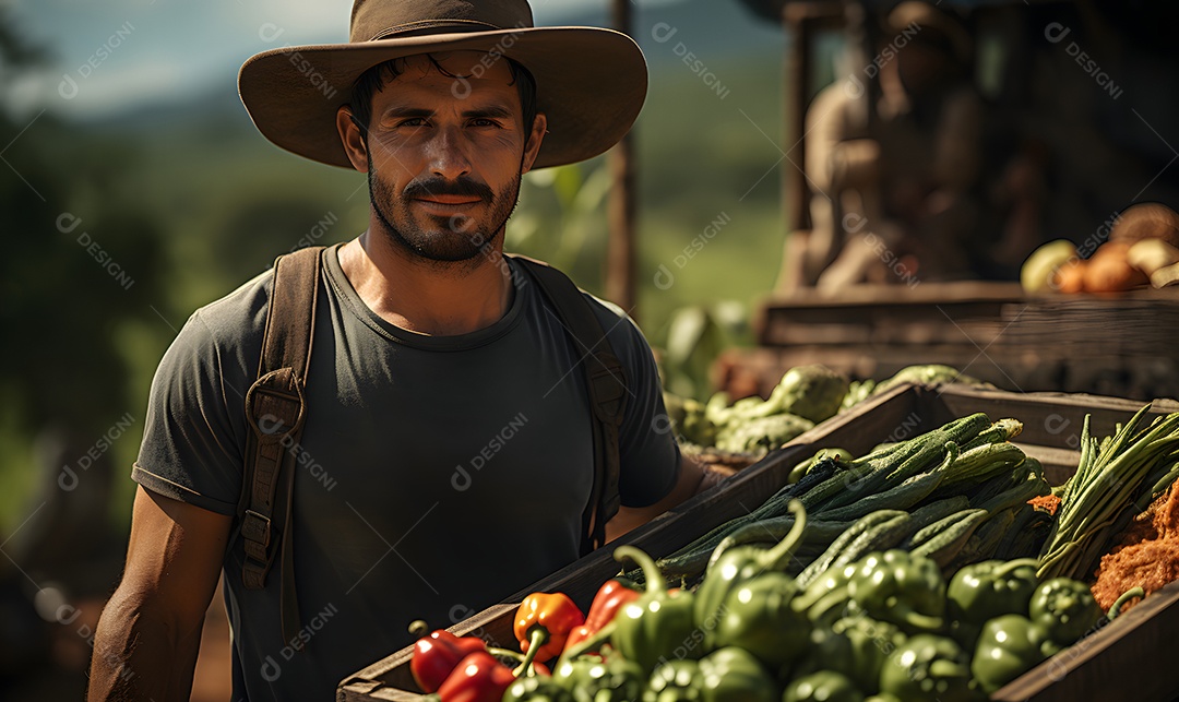 Homem agricultor na fazenda