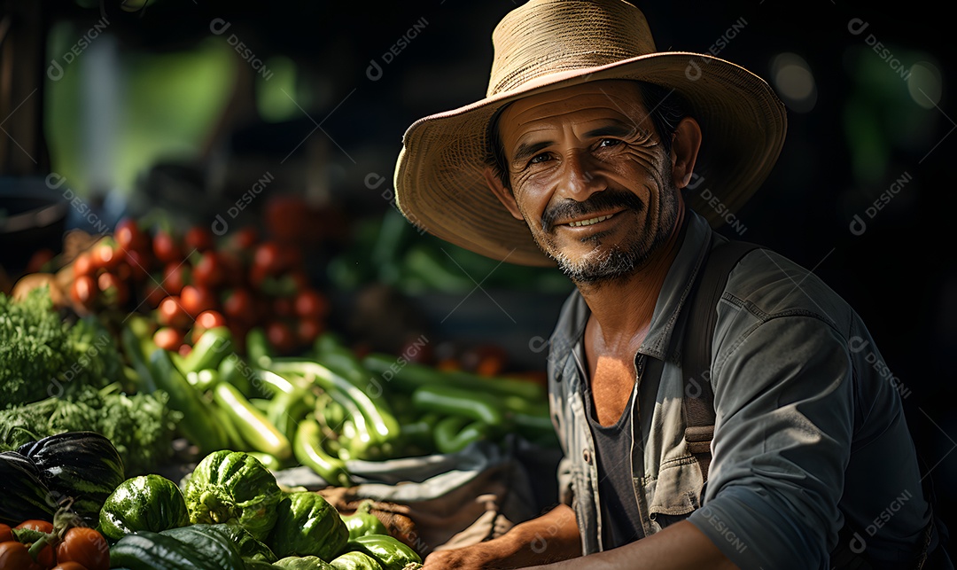 Homem agricultor na fazenda