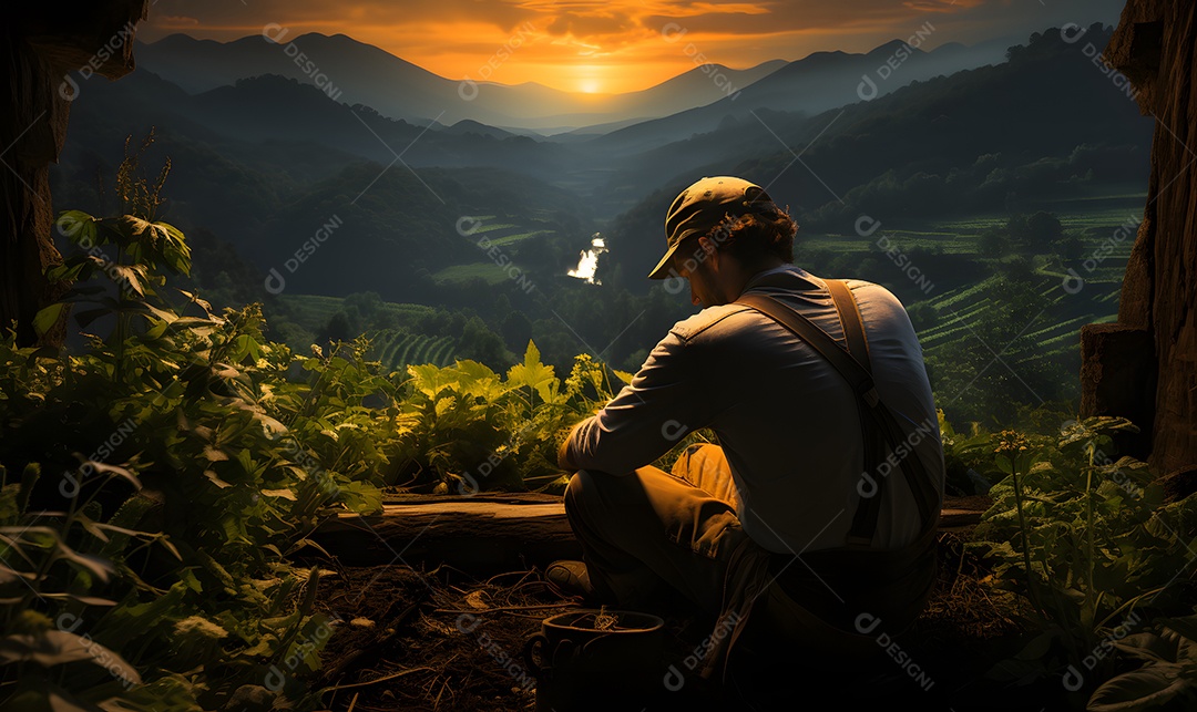 Homem agricultor na fazenda