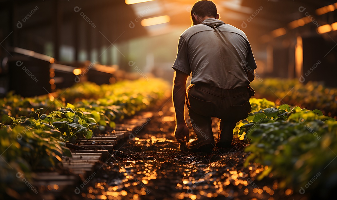 Homem agricultor na fazenda