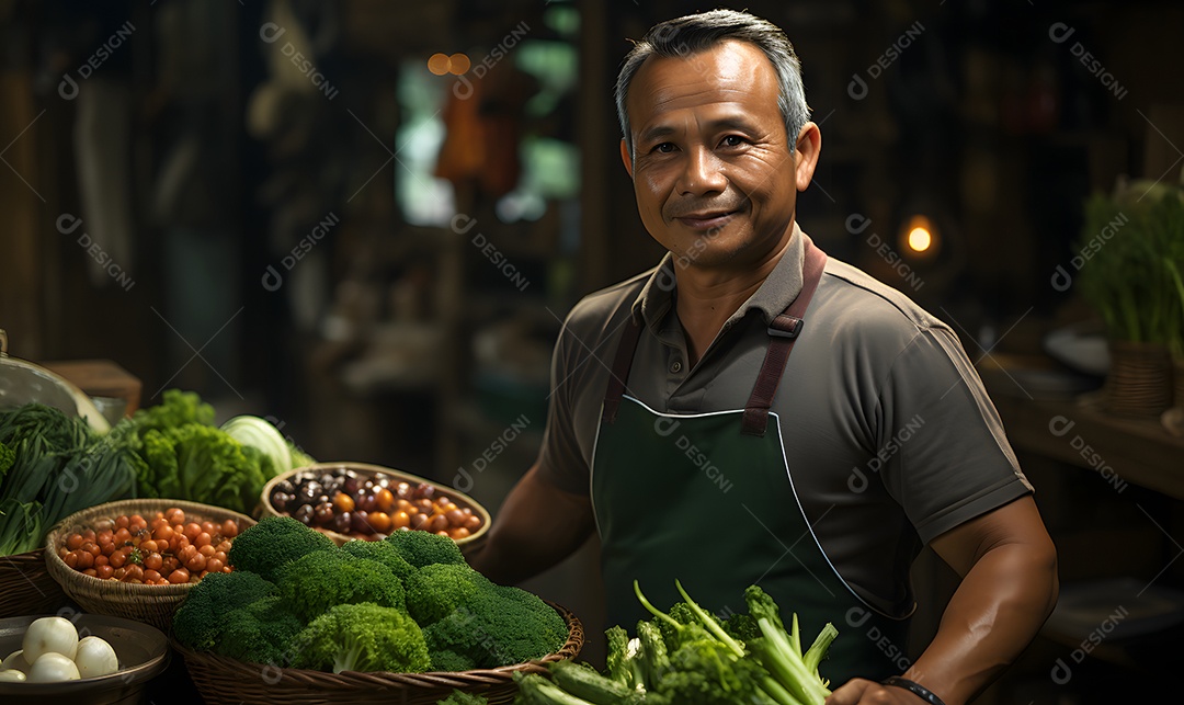 Homem agricultor na fazenda