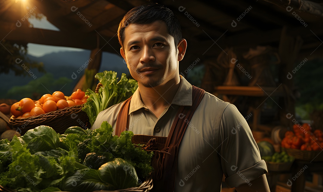 Homem agricultor na fazenda