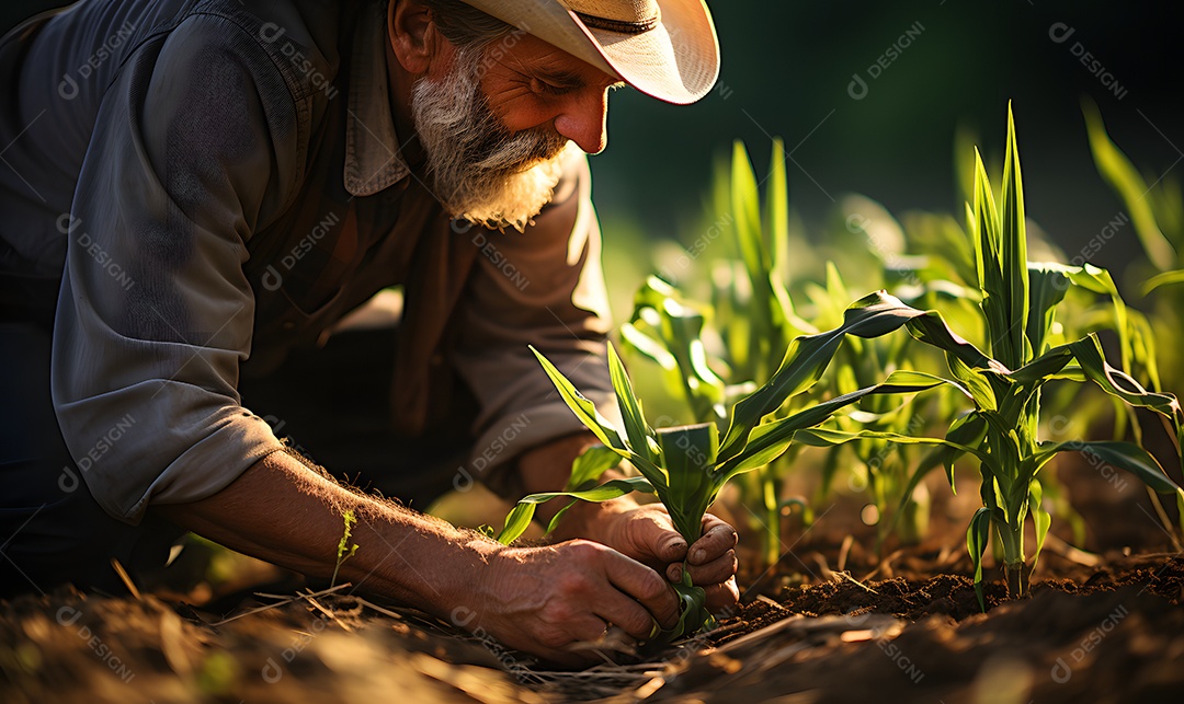 Homem agricultor na fazenda