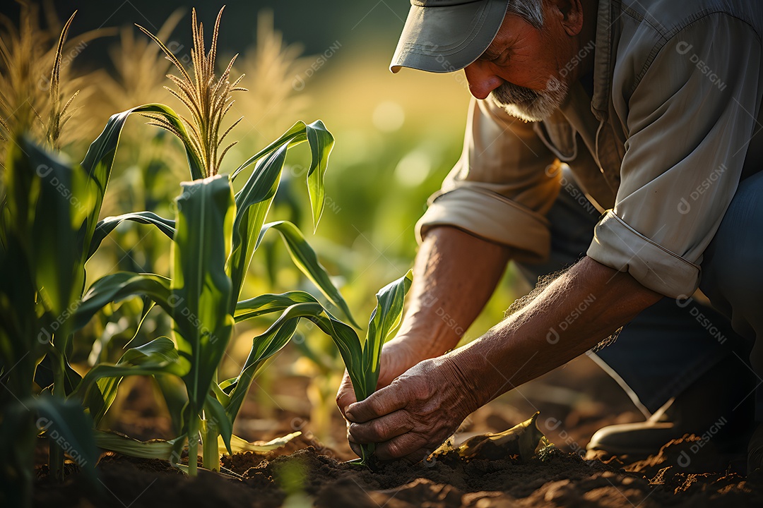 Homem agricultor na fazenda